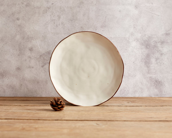 Round Porcelain white irregular shape starter plate dishwasher and microwave safe from What a Host Home Decor