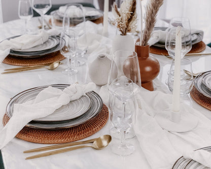 Restaurant Quality Tableware. Modern Boho Round Porcelain Plate with Spirals From What a Host Home Decor