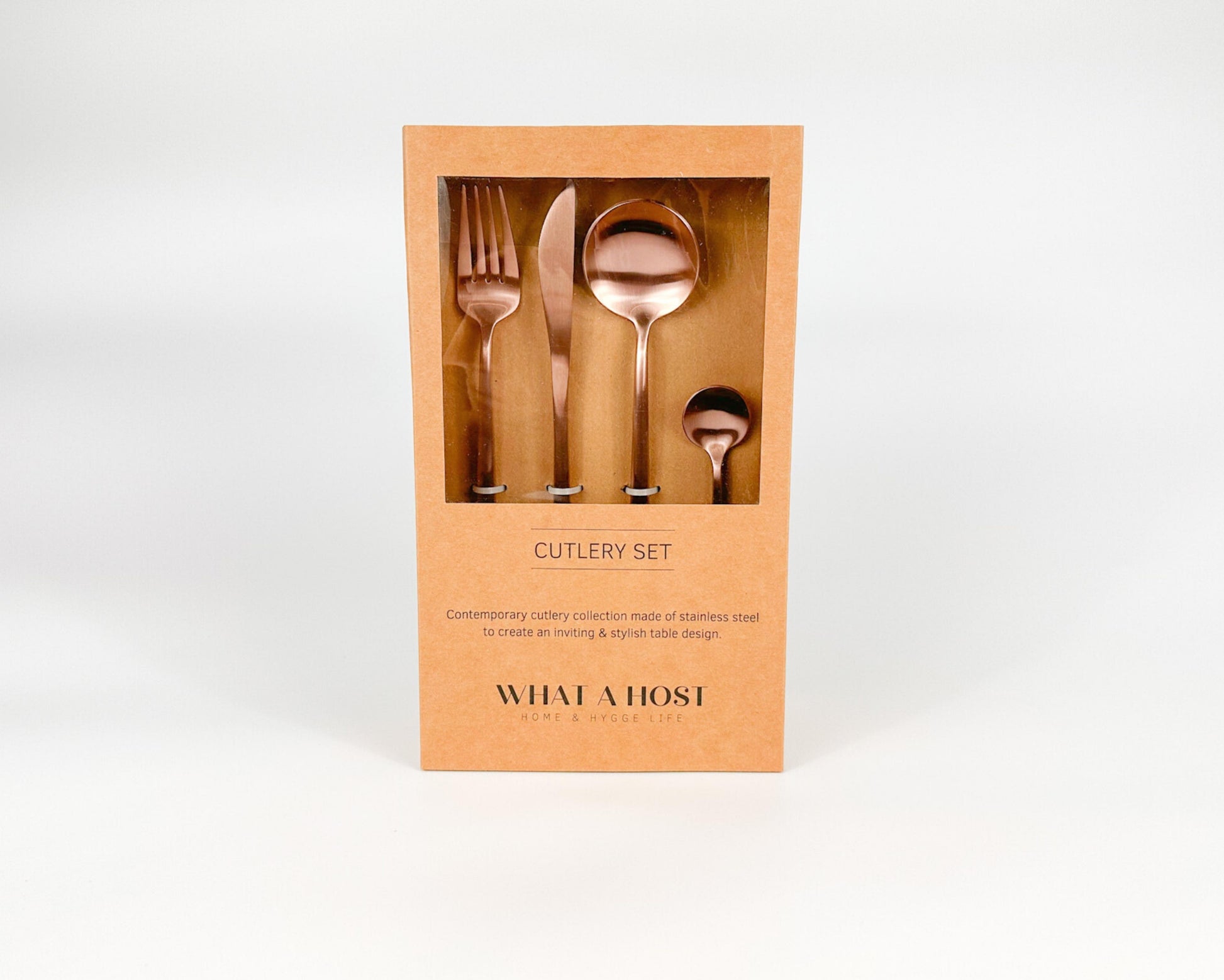 Gold Rose Cooper Cutlery Stainless Steel Set. Restaurant Quality Flatware from What a Host Home Decor