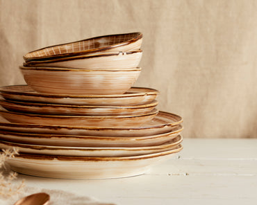 Porcelain Round Dinner Plate brown dishwasher and microwave safe. Tableware from What a Host Home Decor