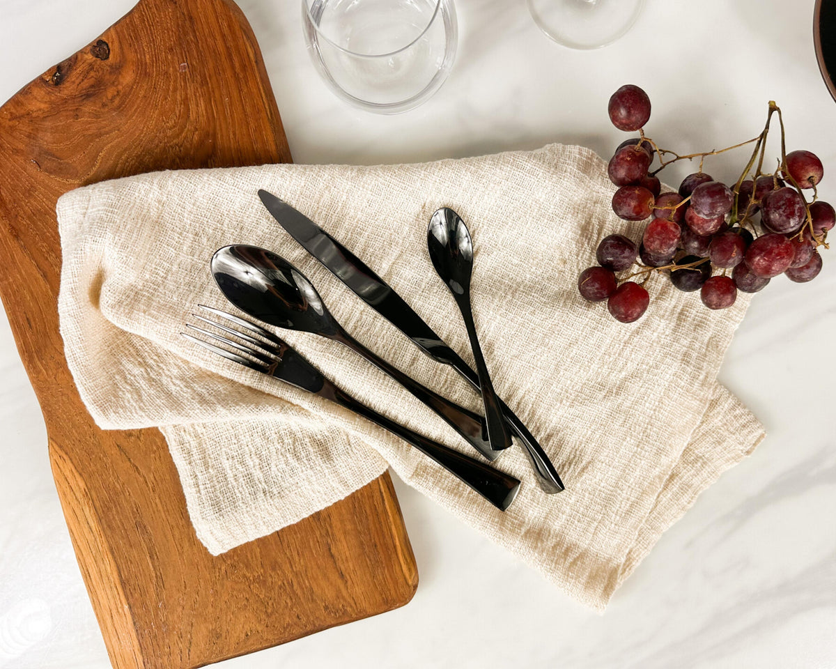 Munich Black Stainless Steel Cutlery Set (16 or 24 Pieces)
