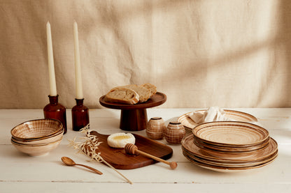 Porcelain Round Starter Plate brown dishwasher and microwave safe. Tableware from What a Host Home Decor